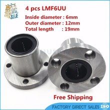 4pcs/lot Free shipping LMF6UU 6mmx12mmx19mm 6mm round flange linear ball bearing bushing for 6mm rod round shaft cnc part 2024 - buy cheap