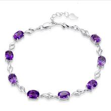 Everoyal Luxury Crystal Purple Bracelet For Girls Festival Gift Charm 925 Sterling Silver Bracelets Women Jewelry Hot Lady Bijou 2024 - buy cheap
