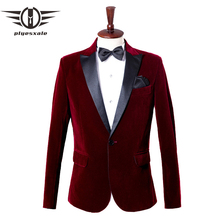 Plyesxale Burgundy Royal Blue Velvet Blazer Men Shawl Collar Designs Mens Casual Blazers Jacket Male Stage Wedding Blazer Q460 2024 - buy cheap