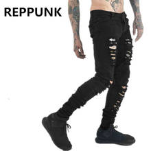 2018 New Men's Jeans Ripped for Male Skinny Distressed Slim streetwear Designer Biker Hip Hop Swag Black Slim Denim Trousers 2024 - buy cheap