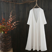 white robe vintage femme dresses summer 2019 women tops and blouses cotton short sleeve long shirt female kimono cardigan AA4835 2024 - buy cheap