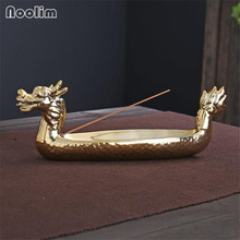 Gold Plating Dragon Boat Incense Stick Burner Ceramic Incense Holder Aroma Censer Use For Temple Home Zen Supplies 2024 - buy cheap