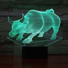 LED Lovely Animal Creative Night Lamp High Quality Acrylic 3D Bull Lights Nightlight Baby Bedroom Table Lamp with USB GX752 2024 - buy cheap