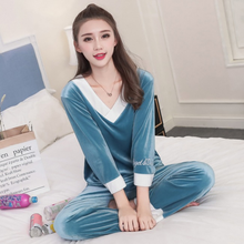 Autumn and Winter Women Pyjamas Sets Thick Warm Coral Velvet Suit Flannel Long Sleeve Female Sleepwear Solid Women Clothes 2024 - buy cheap