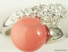 Wholesale FREE SIPP>Pink Coral 18KWGP Crystal Ring Size: 6.7.8.9 2024 - buy cheap