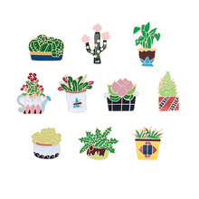 Alfileres de plantas en macetas para mujer y niña, 10 estilos, broches de Cactus suculentas, insignias de flores, Pin de solapa, joyería de plantas, regalo 2024 - compra barato