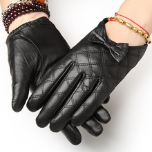Autumn/ Winter Short Warm Real Leather Gloves Female Driving Leather Gloves Female Locomotive Thin Goatskin Leather Gloves 1411 2024 - buy cheap
