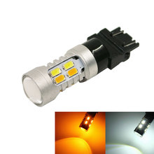 Yccpauto-luz de led branca para carro, 12-24v, cor dupla, t20, bay15d, p21/5w, t25, 1157, 3157, w21/5w + âmbar 7443, 20smd 2024 - compre barato