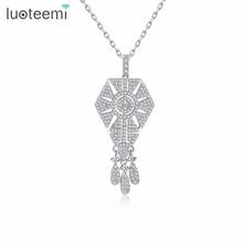 LUOTEEMI Vintage Charm Pendant Necklaces for Women Party Wedding Tiny Round Crystal Chandelier CZ Stone Collares Christmas Gift 2024 - buy cheap