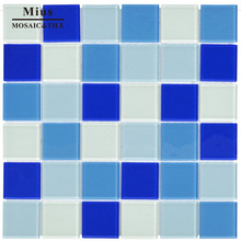 Голубая смесь, мозаичная плитка из хрустального стекла, украшение для ванной комнаты, подкладка для обоев «сделай сам» 2024 - купить недорого