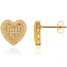Heart Earring Studs Korean Fashion Zircon Yellow Gold Earrings with Micro Temperament Peach Trade Group 2024 - buy cheap