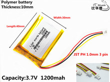 JST PH 1,0mm 3 pines buena calidad 3,7 V, 1200 mAH 103040 polímero ion de litio/batería de iones de litio para tableta pc Banco, GPS, mp3, mp4 2024 - compra barato