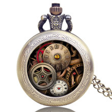 New Arrive Antique Design Gear Pocket Watch Steampunk Quartz Watches Men Gift 2024 - buy cheap