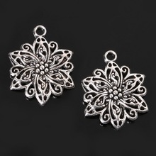 Free Shipping 40pcs 31x27mm antique silver plated Alloy Flower charms Pendant Jewelry Findings 2024 - buy cheap