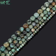 Cuentas redondas de piedra Natural de África para hacer collares, pulseras y accesorios de joyería, 38cm/hebra, 4/6/8/10mm, novedad 2024 - compra barato