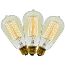 3 lâmpadas de edison feitas à mão filamento de carbono edison retro vintage incandescente bulbo 40w/60w 220v e27 st58 2024 - compre barato