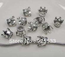Free shipping 50pcs/lot big hole crown shape metal beads fit European bracelet jewelry DIY 2024 - buy cheap