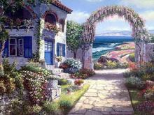 Needlework,Mediterranean Scenic 14CT Unprinted Seaside Embroidery,DIY Cross stitch kit,Art Pattern Cross-Stitching Decor 2024 - buy cheap