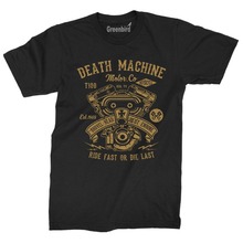 Camiseta de manga corta de algodón puro para motorista, camisa de moda de Hip Hop, Death Machine, montar rápido o Die Last, 2018 2024 - compra barato