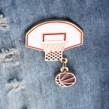 Broche decorativo escolar esmaltado para basquete-presente joias crachá desenho animado para mulheres 2024 - compre barato