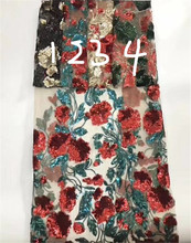 Nueva llegada flores hermosas francesas tela de encaje bordado tela de encaje de Grado Superior JRB-1911317 encaje de tul con lentejuelas 2024 - compra barato