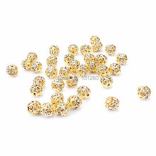 10pcs/lot 8MM gold color Crystal Spacer Loose Beads Silver Plated Pave Metal Balls Jewely beads 2024 - buy cheap