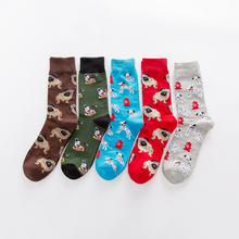 Jhouson 1 пара, цветные мужские хлопчатобумажные забавные носки, новинка, повседневные носки для скейтборда с рисунком собаки, подарки на свадьбу 2024 - купить недорого