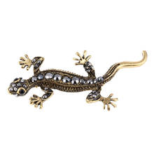 12Pcs/lot vintage red copper tone black crystal lizard gecko pin brooch for women men Animal brooch jewelry accessories 2024 - buy cheap