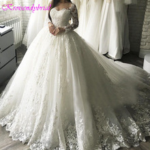 SQM250 nuevo vestido de lujo De boda Vestidos de novia vestido De bola Apliques de encaje manga larga vestido De novia vestido de boda 2019 2024 - compra barato