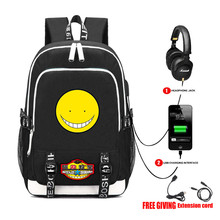 Assassination Classroom Book bag Rucksack Student School Bag For Boys Girls Travel Backpack USB Port Mochila Black Backpack 2024 - buy cheap