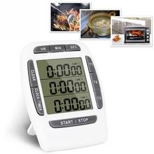 LCD Multi function Digital Timer 3 Display Channel Kitchen Timer Electronic Alarm Clock Count Down Triple Timer Stand Back 2024 - buy cheap