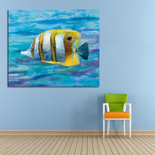 Pintura al óleo moderna para decoración del hogar, pintura al óleo abstracta de peces dorados sobre lienzo, imágenes de animales 2024 - compra barato