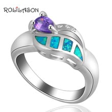 Popular design New arrival Zircon Blue fire Opal silver plated  Rings for women fashion jewelry USA Size #7 #8 OR483 2024 - buy cheap