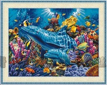 14/16/18/27/28 Top Quality lovely cross stitch kit dolphins of the ocean sea dolphin submarine world 2024 - buy cheap