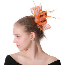 Orange Wedding Party Fascinator Hat Hair Clip Bridal Occasion Derby Bow Hair Accessories Nice Fashion Ladies Headdress Hair Pin 2024 - buy cheap
