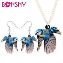 Bonsny-Conjuntos de joyas acrílicas para mujer y niña, collar de pájaro de Tit azul, pendientes, Gargantilla, joyería de moda para amantes, regalo, decoración 2024 - compra barato