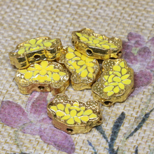 12*17mm 5pcs gold-color carved flower kont shape enamel cloisonne spacers beads accessories fine jewelry B2389 2024 - buy cheap