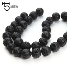 Cuentas de Lava Natural de 4, 6 y 8mm para fabricación de joyas, pulsera, accesorios de bricolaje, cuentas de roca negra volcánica, venta al por mayor, P903 2024 - compra barato