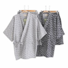 Simple wave 100% cotton shorts pyjamas men short sleeves sleepwear Japanese kimono pajamas sets shorts home bathrobes bedgown 2024 - buy cheap