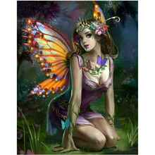 Butterfly Girl 3D Diamond Painting Round Cross Stitch Full Square Diamond Embroidery Sale Diamond Mosaic Home Decoration 2024 - buy cheap