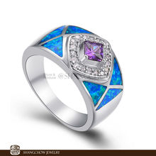 Novo! Joias vintage da moda opala de fogo azul com quartzo roxo 925 anel de prata esterlina feminino rp0007 2024 - compre barato