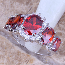Wonderful Red Garnet White CZ Silver Plated  Women's Jewelry Ring Size 6 / 7 / 8 / 9 R0428 2024 - buy cheap