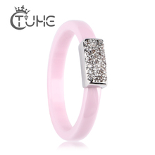 Hot Romantic 3mm Pink Rings for Women Silver Color Crystal Ceramic Rings Shaped Ring Bridal Wedding Jewelry Exquisite 2024 - buy cheap