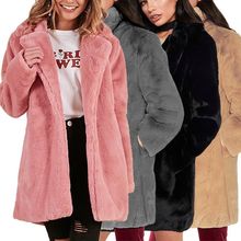 European fashion for women Faux fur coat 2019 Autumn winter warm plush Teddy jacket women Fur coat Large size coat party 1988 2024 - buy cheap