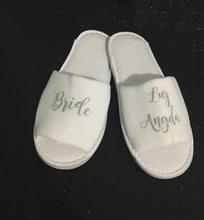 Zapatillas de spa con nombre personalizado para novia y novio, sandalias de dama de honor para ducha nupcial, regalos para fiesta de cumpleaños y Navidad 2024 - compra barato