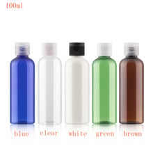 50pc 100ml white blue brown empty PET bottle flip cap round shoulder transparent color plastic travel refill small sample vials 2024 - buy cheap