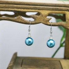 Pendientes clásicos con cuentas de concha azul para mujer y niña, aretes facetados de 10mm, pendientes con forma de gota para la oreja, regalos, diseño de joyería 2024 - compra barato