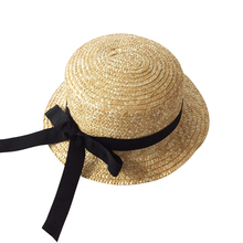 Girls Sun Cap Black Ribbon Decorate Straw Hat For Baby Girls Children Summer Hats Kids Hats Caps 2024 - buy cheap