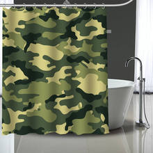 Cortina plano-fundo camuflada de poliéster, cortina de banheiro à prova d'água com ganchos de plástico 2024 - compre barato