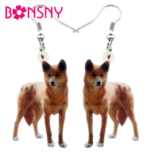 Bonsny-pendientes de acrílico para mujer y niña, aretes colgantes con diseño de perro salvaje australiano Dingo, joyería de animales, regalo 2024 - compra barato